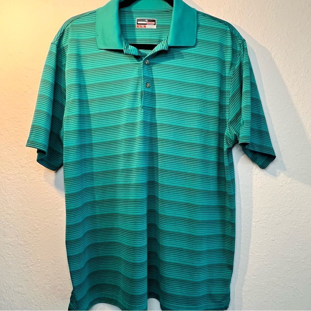 Men's Green Striped Polo Shirt